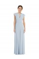 Buy Flutter Sleeves Bateau Neck V-Back Chiffon A-Line Formal Dress UK