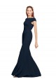 Buy Sleeveless Boat Neck Open Back Stretch Crepe A-Line Formal Dress UK