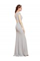 Buy Sleeveless Boat Neck Open Back Stretch Crepe A-Line Formal Dress UK