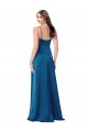 Buy Sleeveless Peacock Blue Spaghetti Straps Low Back Silky Satin A-Line Formal Dress UK