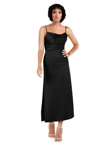 Buy Sleeveless Spaghetti Straps Silky Satin A-Line Formal Gowns UK