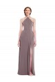 Buy Sleeveless Halter Neck Low Back Chiffon A-Line Formal Dress UK