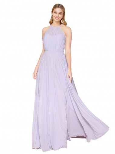 Buy Sleeveless Halter Neck Chiffon A-Line Formal Dress UK