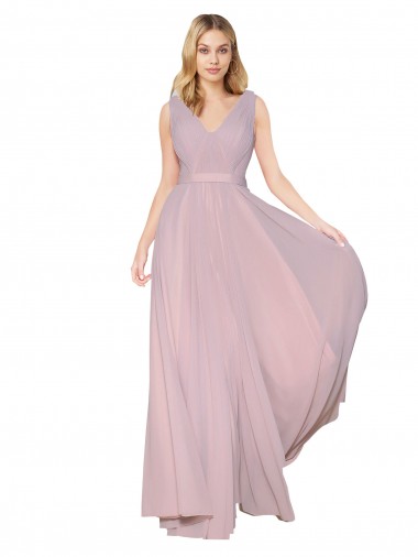 Buy Sleeveless Primrose V-Neck V-Back Chiffon A-Line Formal Dress UK