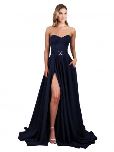 Buy Sleeveless Sweetheart Low Back Stretch Crepe A-Line Formal Dress UK