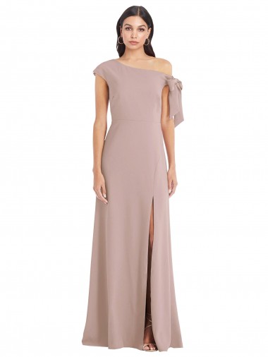 Buy Sleeveless Dusty Pink Off the Shoulder Stretch Crepe A-Line Formal Dress UK