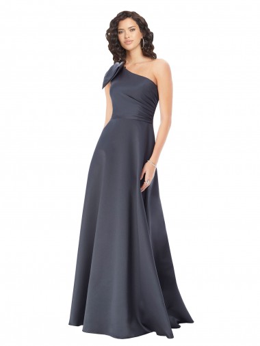 Buy Sleeveless One Shoulder Satin A-Line Formal Gowns UK