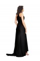 Buy Sleeveless Black One Shoulder Silky Satin A-Line Black Tie Formal Dress UK