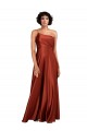 Buy Sleeveless Burnt Orange One Shoulder Silky Satin A-Line Black Tie Formal Dress UK