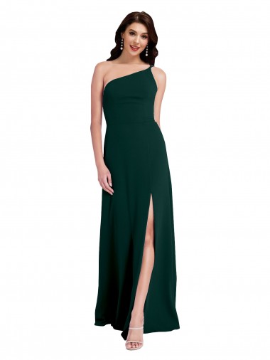 Buy Sleeveless One Shoulder Open Back Stretch Crepe A-Line Formal Dress UK