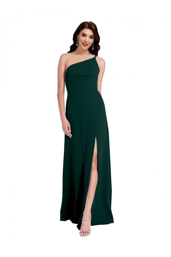 Buy Sleeveless One Shoulder Open Back Stretch Crepe A-Line Formal Dress UK