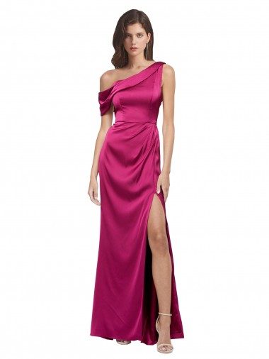 Buy Sleeveless One Shoulder Stretch Satin A-Line Formal Dress UK