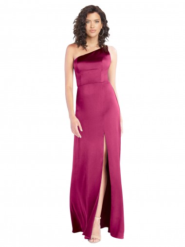 Buy Sleeveless One Shoulder Open Back Stretch Satin A-Line Formal Dress UK