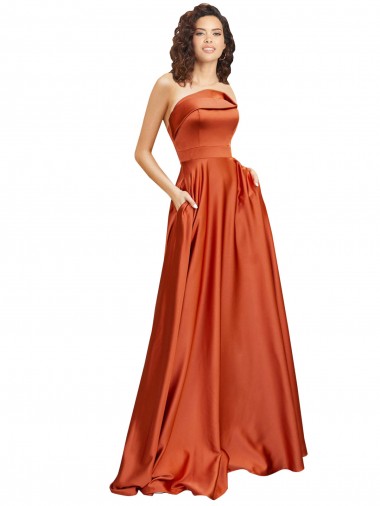 Buy Sleeveless Round Neck Low Back Silky Satin A-Line Formal Dress UK