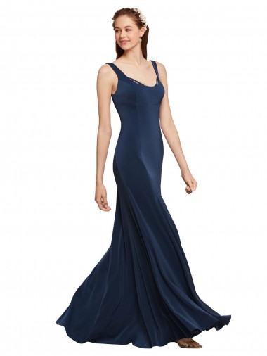 Buy Sleeveless Round Neck Low Back Stretch Crepe A-Line Formal Dress UK