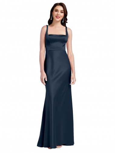 Buy Sleeveless Square Neck Low Back Stretch Satin A-Line Formal Dress UK