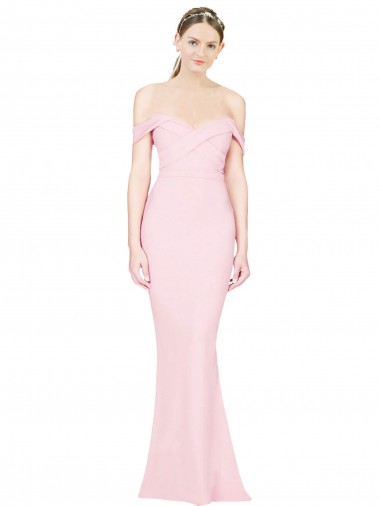 Buy Sleeveless Pink Strapless Low Back Stretch Crepe A-Line Formal Dress UK