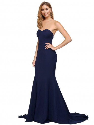 Buy Sleeveless Sweetheart Low Back Stretch Crepe A-Line Formal Gowns UK