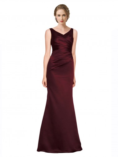 Buy Sleeveless V-Neck Low Back Satin A-Line Black Tie Formal Dress UK