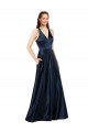 Buy Sleeveless V-Neck Keyhole Back Satin A-Line Formal Dress UK