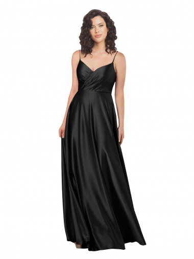 Buy Sleeveless V-Neck Low Back Silky Satin A-Line Formal Dress UK