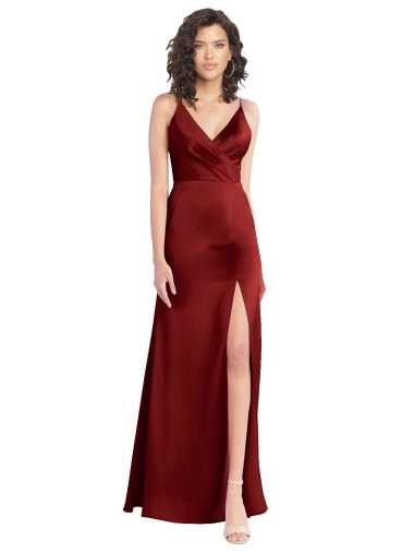 Buy Sleeveless V-Neck V-Back Stretch Satin A-Line Formal Dress UK