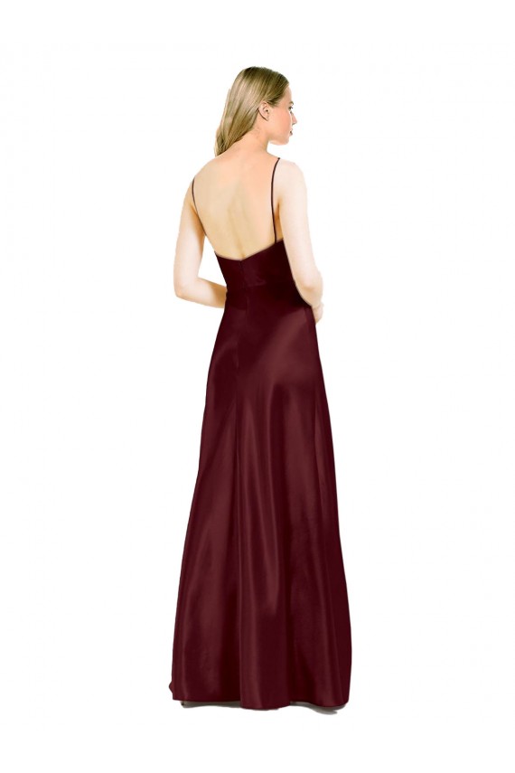 Buy Sleeveless Spaghetti Straps Stretch Satin A-Line Formal Gowns UK