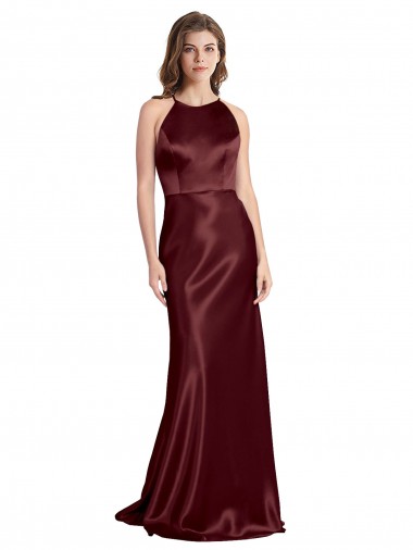 Buy Sleeveless Spaghetti Straps Stretch Satin A-Line Formal Dress UK