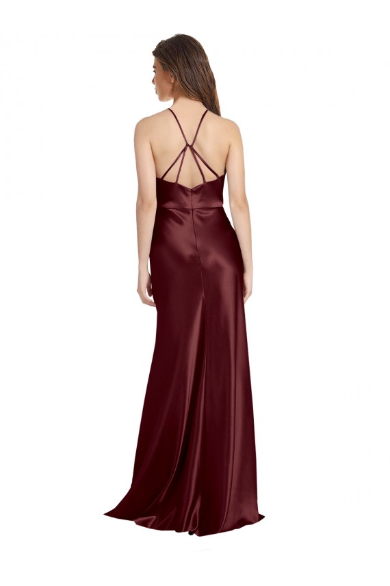 Buy Sleeveless Spaghetti Straps Stretch Satin A-Line Formal Dress UK