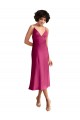 Buy Sleeveless V-Neck Low Back Stretch Satin A-Line Formal Dress UK