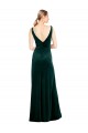 Buy Sleeveless V-Neck V-Back Stretch Velvet A-Line Black Tie Formal Dress UK