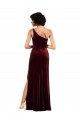 Buy Sleeveless One Shoulder Stretch Velvet Column Formal Dress UK