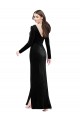 Buy Long Sleeves V-Neck V-Back Stretch Velvet Column Formal Dress UK