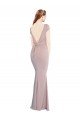 Buy Cap Sleeves Boat Neck Tie Back Stretch Crepe Mermaid Formal Dress UK