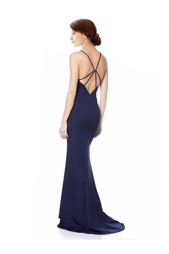 Buy Sleeveless Halter Neck Criss Cross Open Back Stretch Crepe Mermaid Formal Dress UK