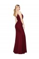 Buy Sleeveless Burgundy V-Neck V-Back Chiffon Mermaid Formal Dress UK