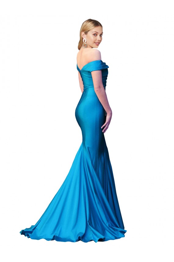 Buy Sleeveless Off the Shoulder Satin Mermaid Formal Dress UK