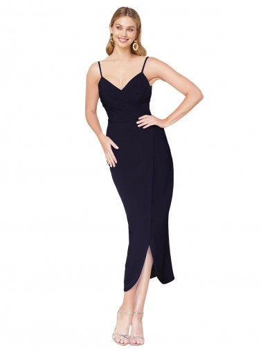 Buy Sleeveless Spaghetti Straps V-Back Stretch Crepe Mermaid Formal Dress UK