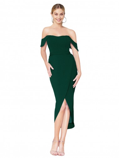 Buy Sleeveless Off the Shoulder Stretch Crepe Mermaid High Low Formal Dress UK