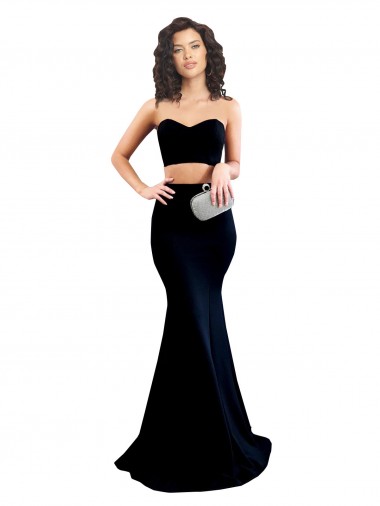 Buy Sleeveless High Neck Low Back Stretch Crepe Mermaid Formal Dress UK