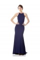 Buy Sleeveless Navy Blue Halter Neck Stretch Crepe Mermaid Formal Dress UK