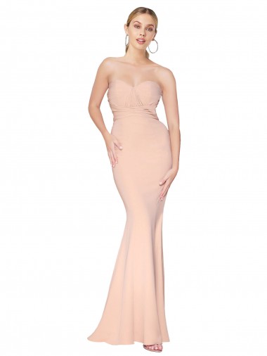 Buy Sleeveless Nude Sweetheart Stretch Crepe Mermaid Formal Dress UK