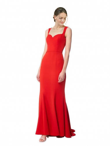 Buy Sleeveless Red Sweetheart Stretch Crepe Mermaid Formal Dress UK