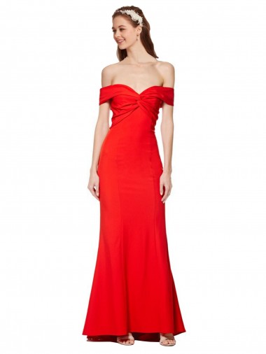 Buy Sleeveless Red Off the Shoulder Stretch Crepe Mermaid Formal Dress UK