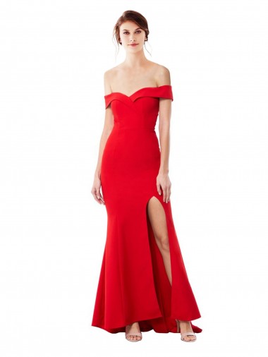 Buy Sleeveless Off the Shoulder Stretch Crepe Mermaid Formal Dresses UK