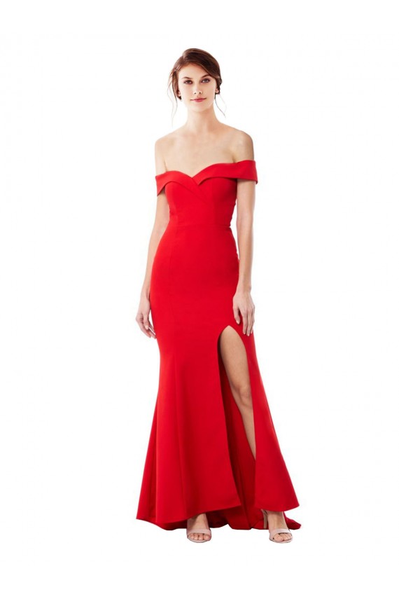 Buy Sleeveless Off the Shoulder Stretch Crepe Mermaid Formal Dresses UK