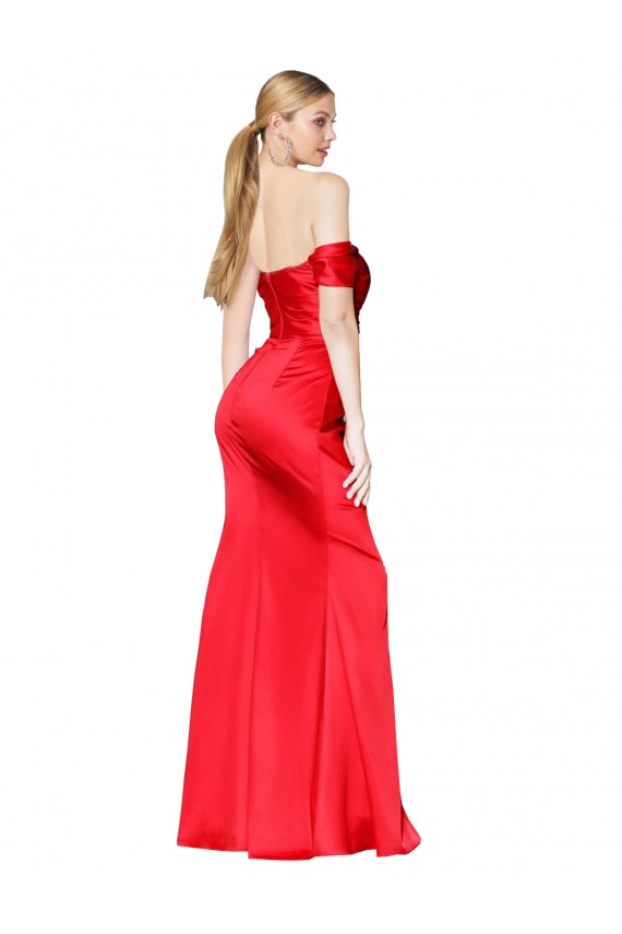 Buy Sleeveless Off the Shoulder Stretch Satin Mermaid Formal Dress UK