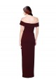 Buy Sleeveless Burgundy Gold Off the Shoulder Low Back Stretch Crepe Mermaid Formal Dress UK