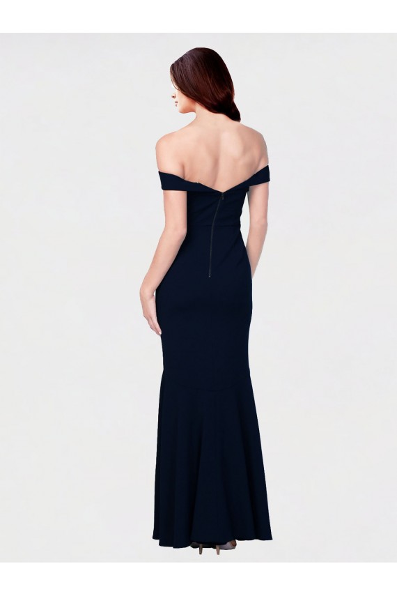 Buy Sleeveless Off the Shoulder Low Back Stretch Crepe Mermaid Formal Dress UK