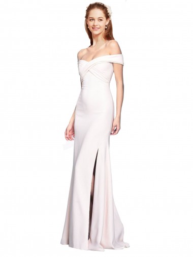 Buy Sleeveless White Off the Shoulder Stretch Crepe Mermaid Formal Dress UK